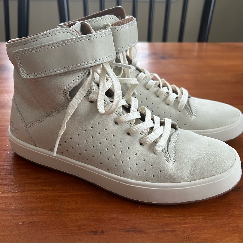 Lacoste Tamora Hi Fashion Sneakers Womens Size 5 leather Strap Shoes Gray
